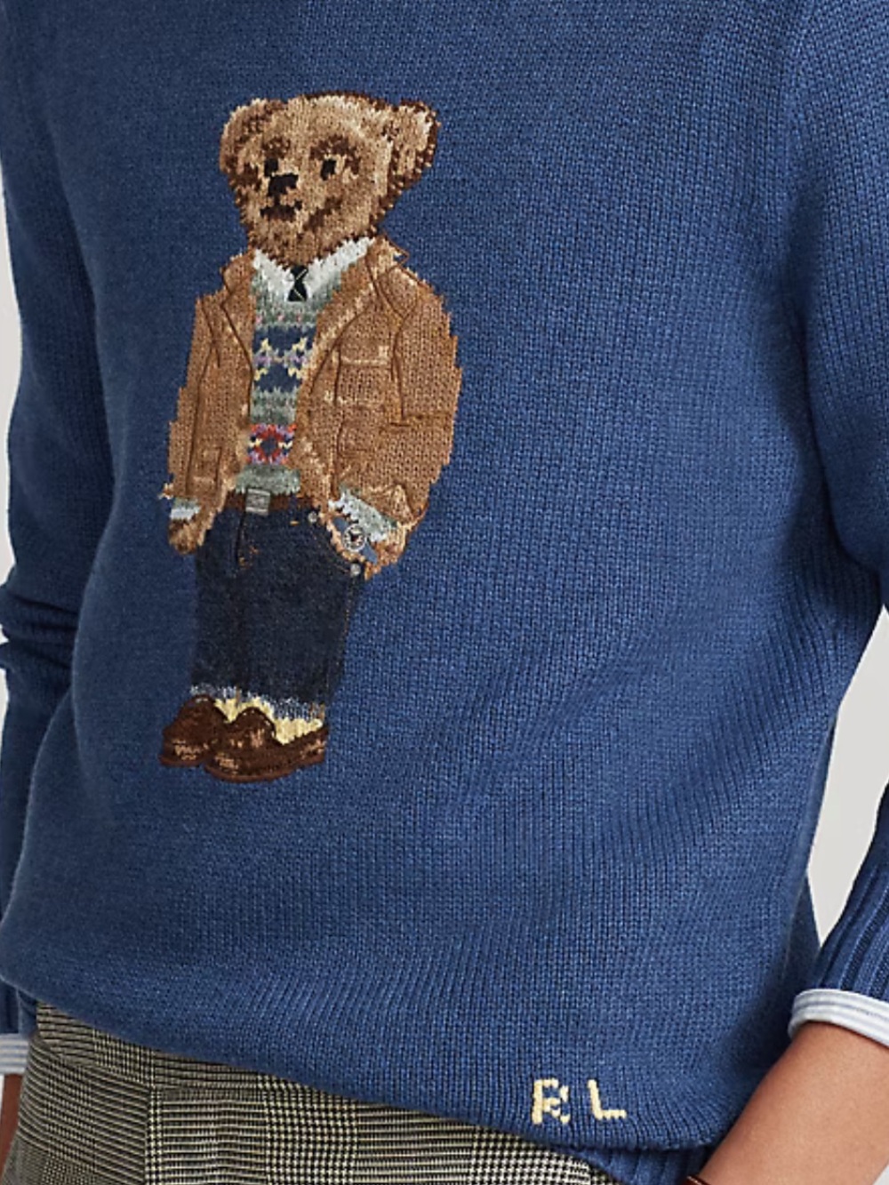 Polo by Ralph Lauren Blue knit Crewneck Sweater with Bear Motif